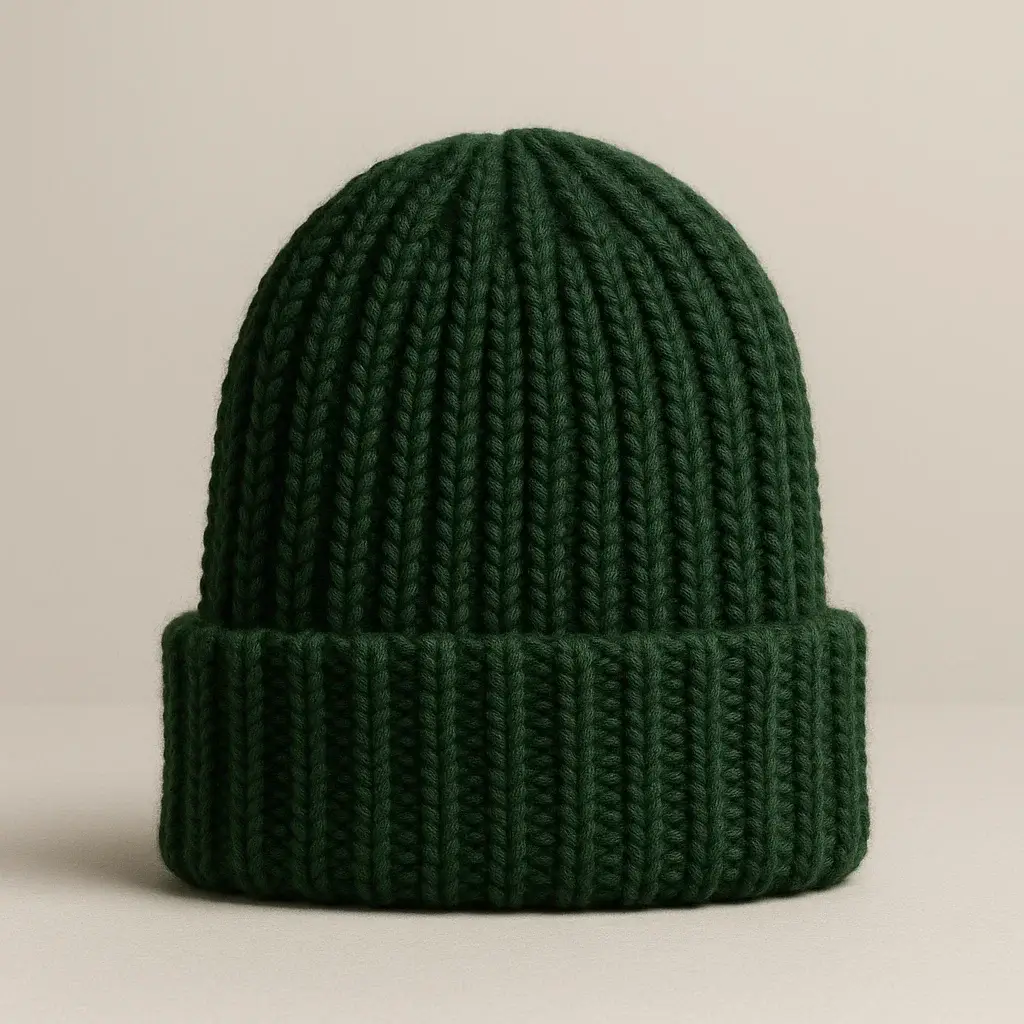 Forest Green Rib-Knit Beanie