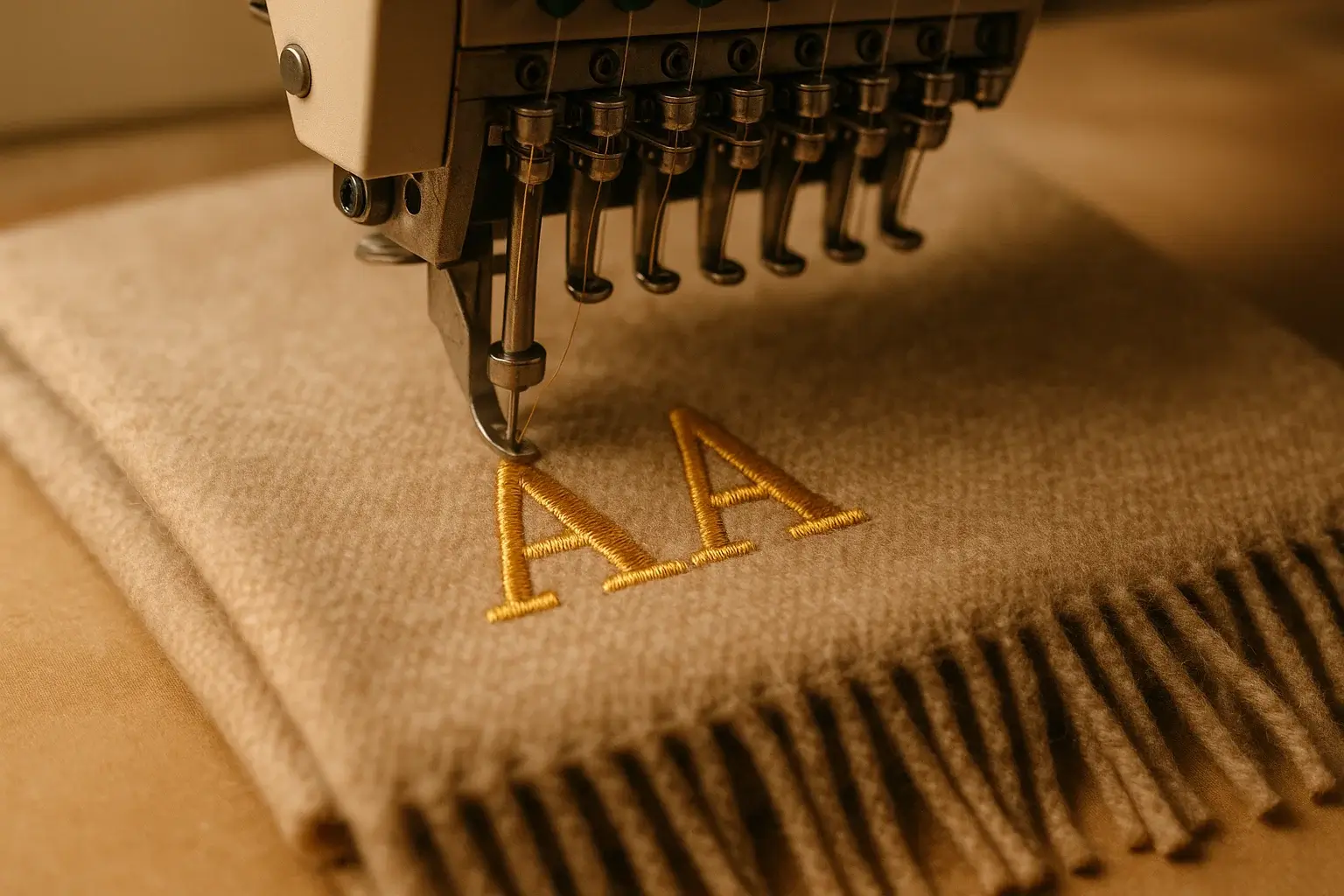 Custom embroidery on WarmWeave scarf